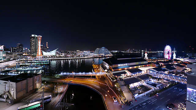 神戸ハーバーランドとメリケンパークの夜景