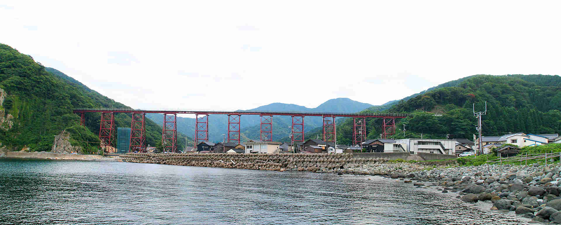 工事中の余部鉄橋