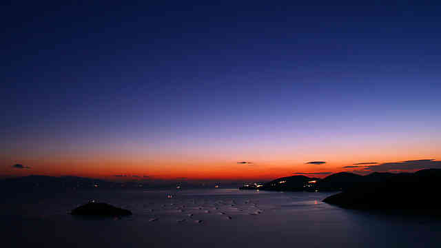 万葉の岬の夕日・夕景