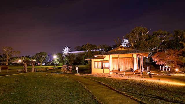 武蔵の庭園のライトアップ