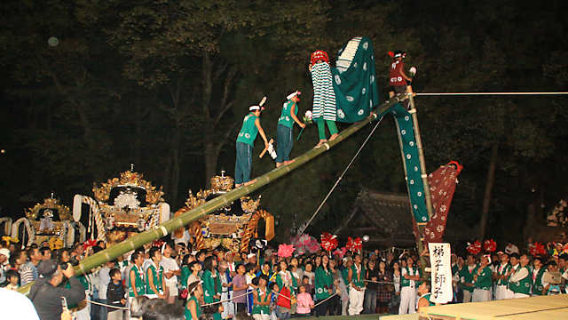 英賀神社秋祭りの梯子獅子