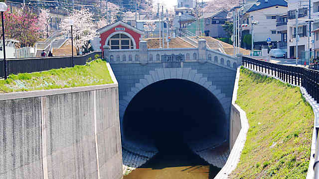 湊川と湊川隧道の入り口