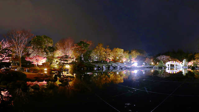 しあわせの村 日本庭園の紅葉ライトアップ