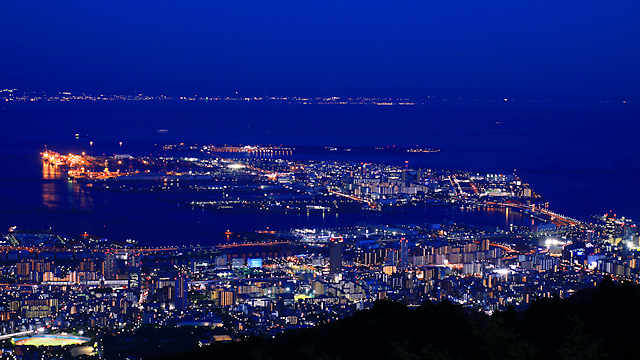神戸ポートアイランド、神戸空港の夜景
