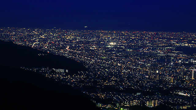 芦屋、西宮、尼崎、大阪方面の夜景