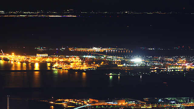 ポートアイランド、神戸空港、関西国際空港の夜景