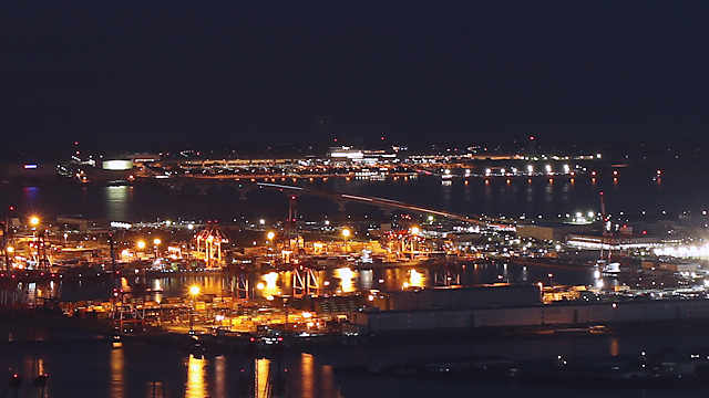 ポートアイランド、神戸スカイブリッジ、神戸空港の夜景